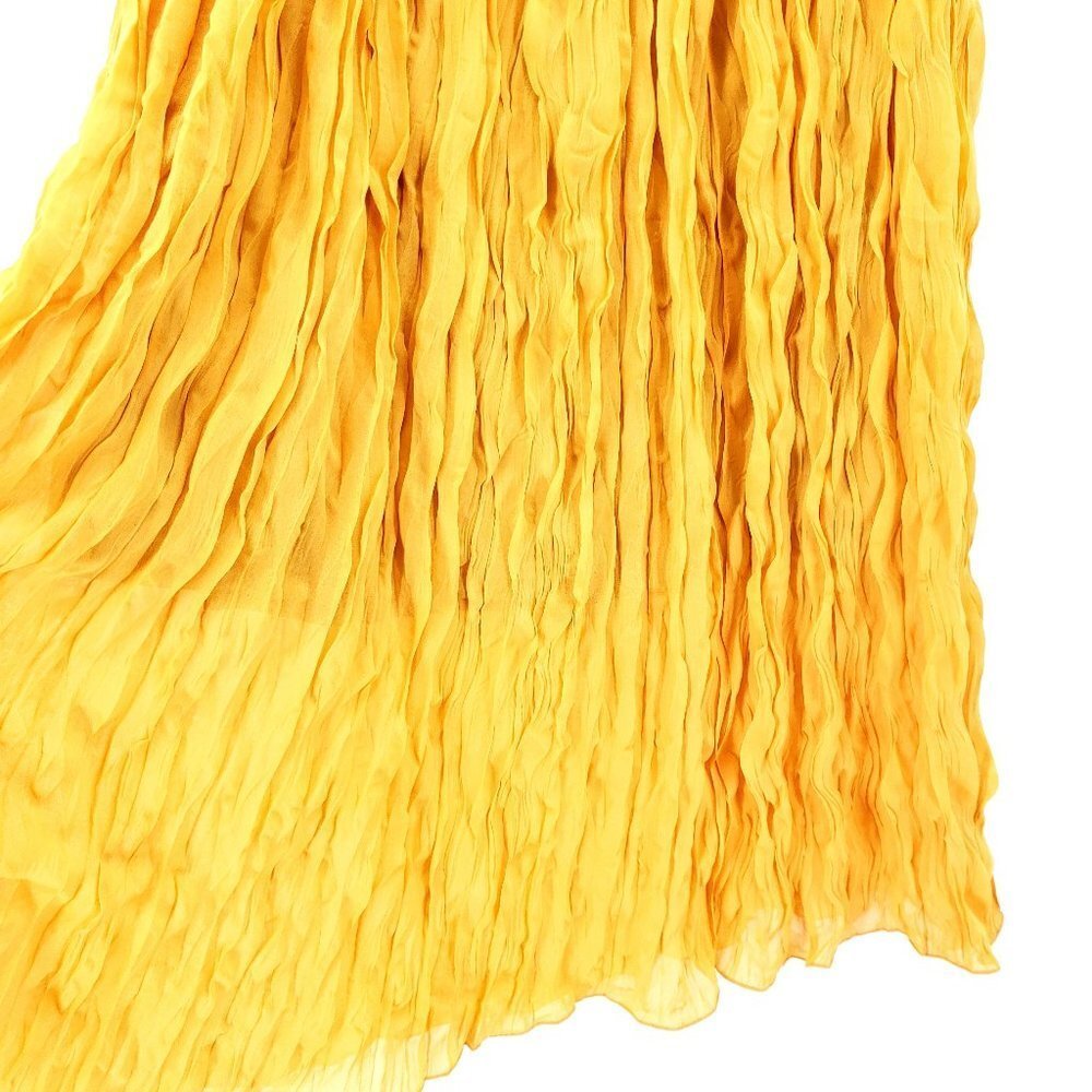 PEPALOVES Yellow Pleated Ruffled Long Maxi Skirt Elastic Waist - Picture 3 of 4